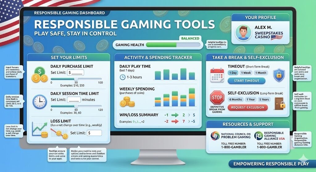An illustrative infographic showing the step-by-step process of redeeming cash prizes from online sweepstakes casinos USA using various banking options