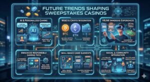Data chart representing future trends shaping sweepstakes casinos revenue growth and market size projections across North America through 2030.