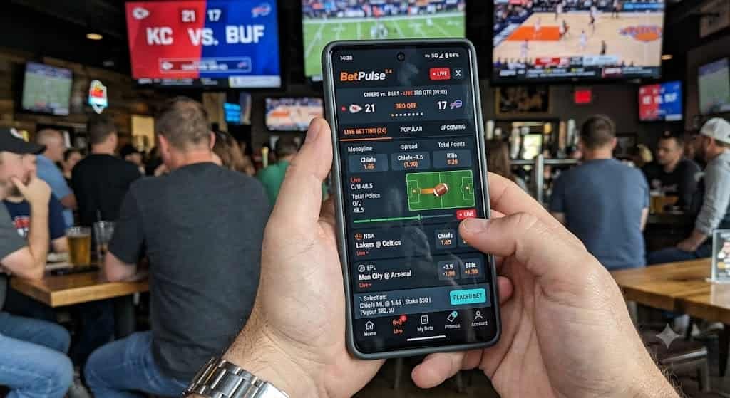 A modern smartphone showcasing live sports betting app layouts reflecting current iGaming industry trends